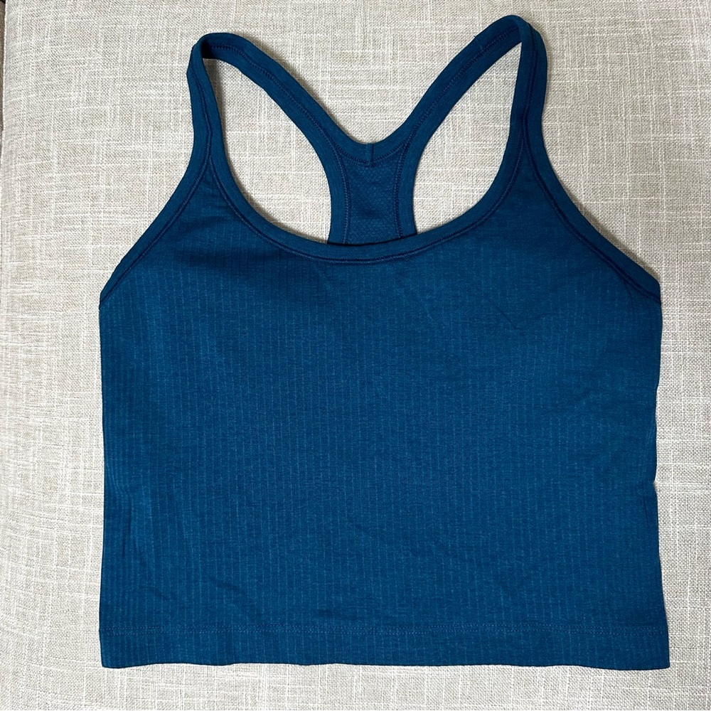 Lululemon Ebb to Street Racerback Crop Tank 6 Blue Borealis